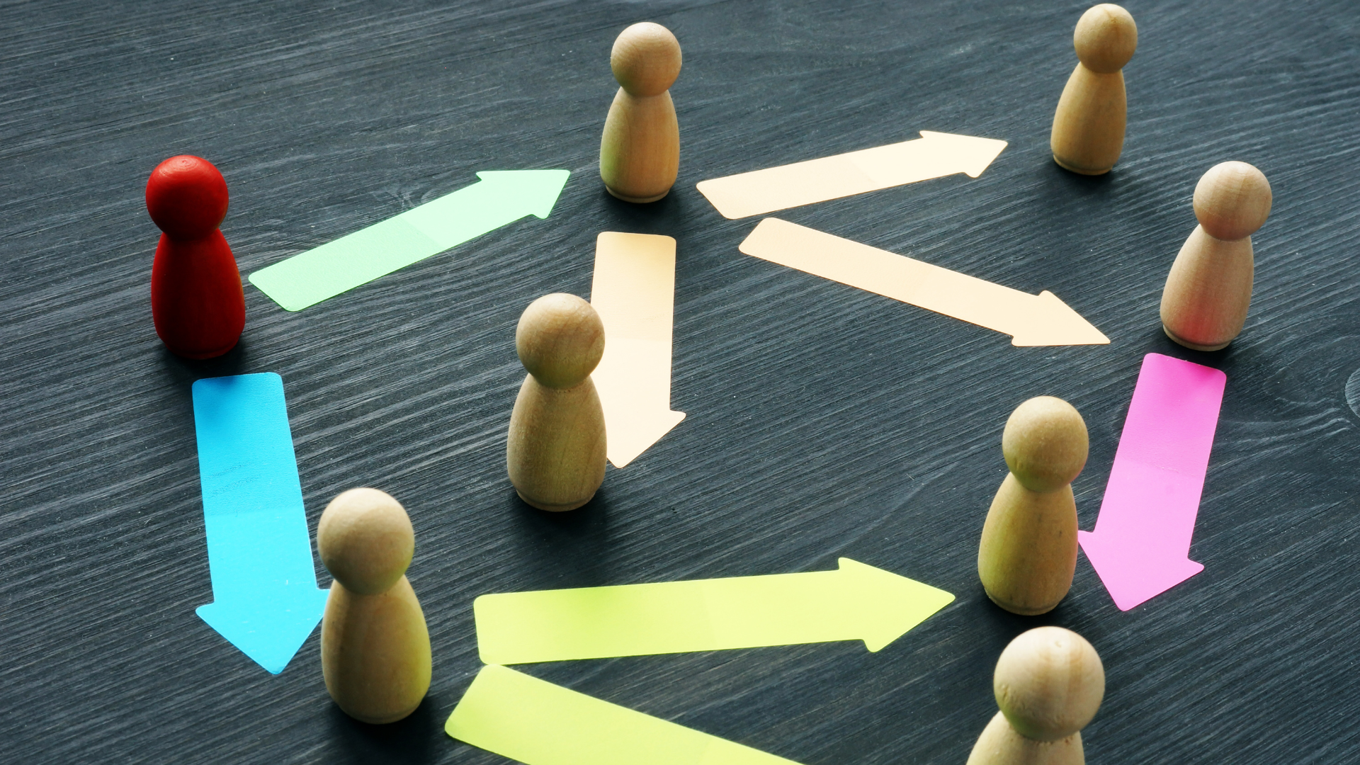 Pionki które wskazują strzałkami same siebie