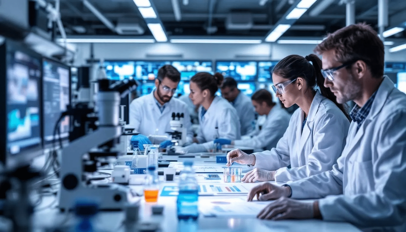 Kilka osób w laboratorium które przeprowadzają badania i rozwój firmy