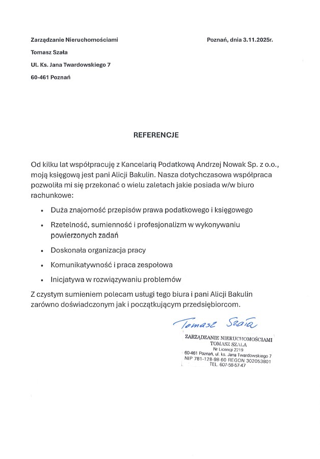 Obrazek przedstawiający referencję Tomasza Szała